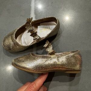 Gold Sparkly Dress Shoes with Shimmery Finish